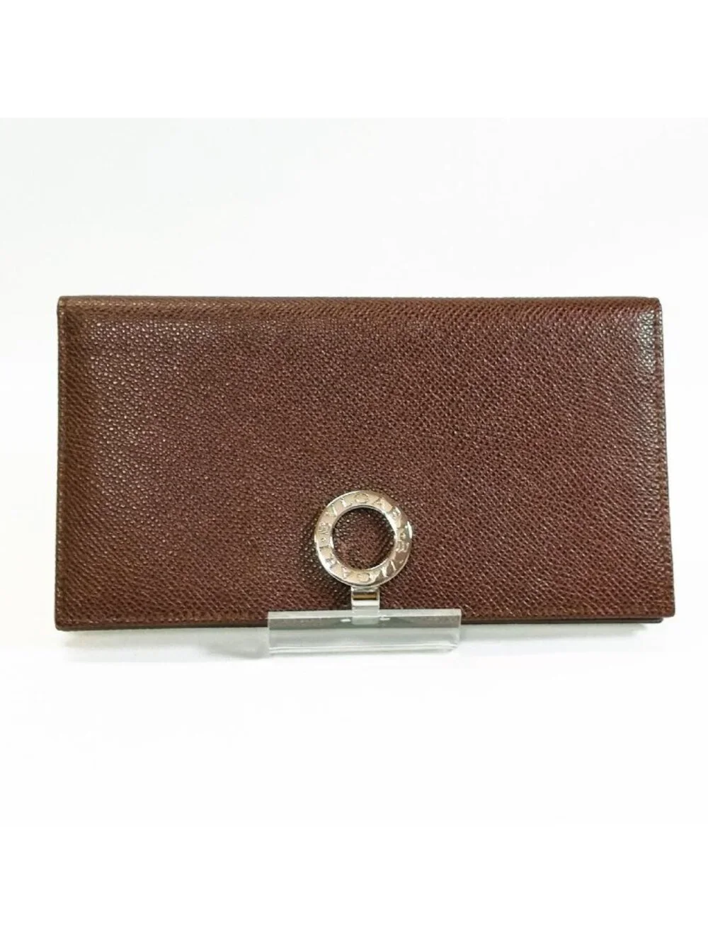 Bvlgari Logo Clip Billfold Dark Brown Wallet